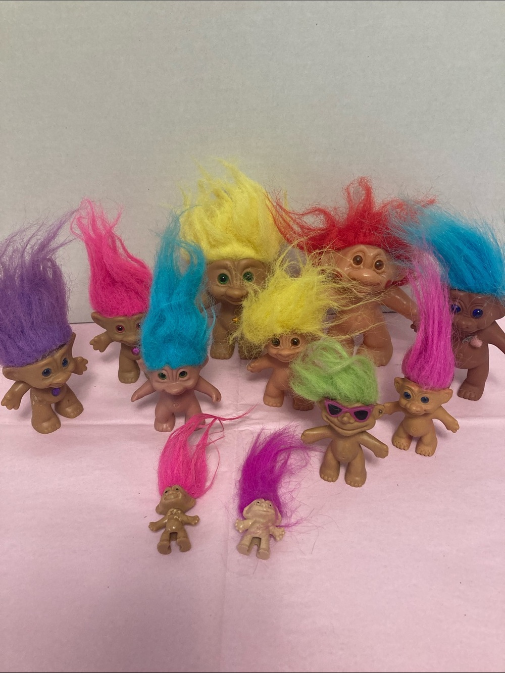 Trolls lot of 9 plus two pencil toppers vintage 90's childs play multi colored